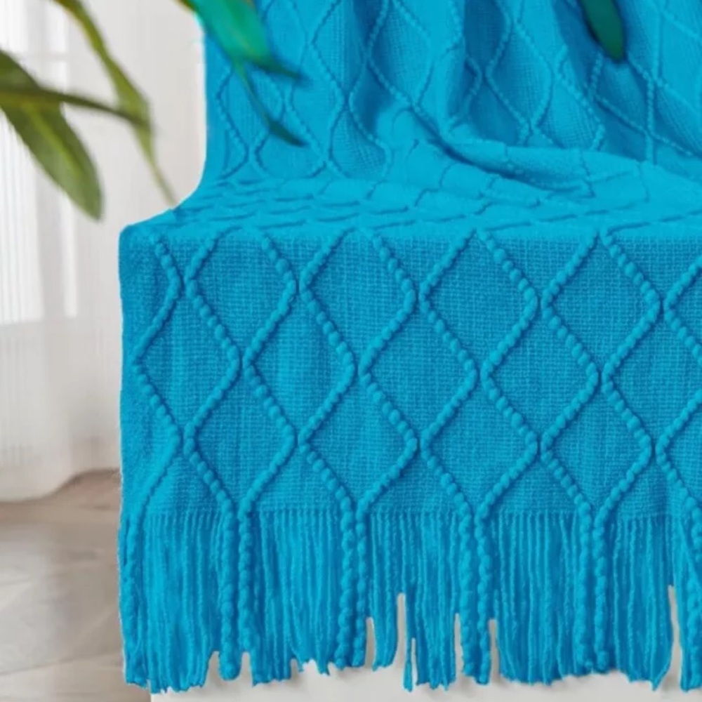 Inhand Knitted Throw Blankets for Couch and Bed, Turquoise Blue, 60"x80"